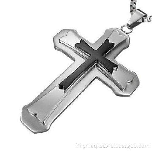 Black and White Cross Stainless Steel Pendant, OEM and ODM Orders Welcomed